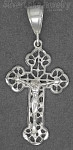 Sterling Silver Diamond-Cut Crucifix Budded Cross Charm Pendant