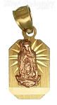 14K Gold Virgin of Guadalupe Rectangular Medal Charm Pendant Virgen Medalla