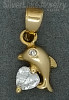 14K Gold Small Dolphin w/Heart CZ Charm Pendant