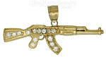 14K Gold AK-47 Assault Rifle CZ Charm Pendant