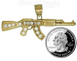 14K Gold AK-47 Assault Rifle CZ Charm Pendant