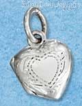 Sterling Silver Small High Polished Heart Locket With Etched Border