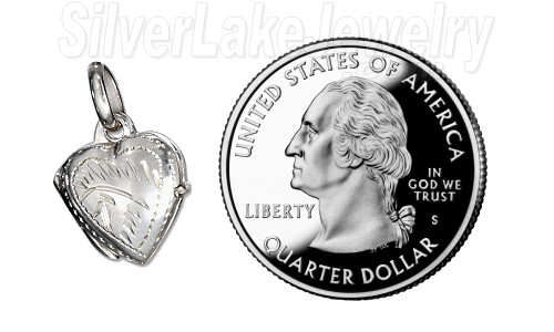 Sterling Silver Small High Polished Heart Locket With Etched Border