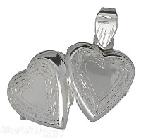 Sterling Silver High Polished Heart Locket With Etched Border
