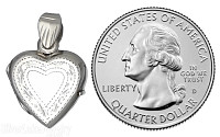 Sterling Silver High Polished Heart Locket With Etched Border