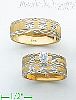 2-Tone 14K Gold Couple's Rings w/Dia-cut Stars & "V" Design