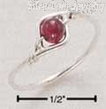 Sterling Silver Wire Ring With Garnet Bead Size 4