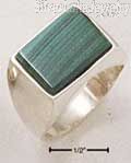 Sterling Silver Men'S Rectangular Malachite Ring Size 12