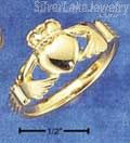 Sterling Silver 18Kt Gold Plated Claddagh Heart In Hands Ring Size 10