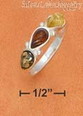 Sterling Silver Multicolor Amber Teardrops Ring Size 9