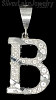 Sterling Silver Dia-cut Stripes Initial Letter B Charm Pendant