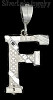 Sterling Silver Dia-cut Stripes Initial Letter F Charm Pendant