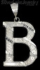 Sterling Silver Dia-cut Stripes Initial Letter B Charm Pendant