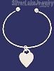 Sterling Silver 7" Heart Cuff Bangle 2.5mm