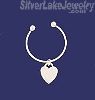 Sterling Silver 5" Heart Cuff Bangle 2.5mm