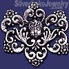 Sterling Silver Flower Ornament w/Child Face Brooch Pin