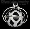 Sterling Silver 2-Picture Photo Ball Openwork Design Locket Char