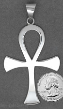 Sterling Silver Big Plain Flat Ankh Cross Large Egyptian Pendant High Polish