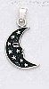 Sterling Silver Moon w/Stars Charm Pendant