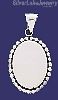 Sterling Silver Oval w/Beads Engravable Charm Pendant
