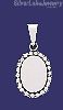 Sterling Silver Oval w/Beads Engravable Charm Pendant