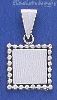 Sterling Silver Square w/Beads Engravable Charm Pendant