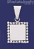 Sterling Silver Square w/Beads Engravable Charm Pendant