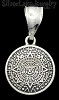 Sterling Silver Domed Aztec Sun Calendar Pendant 19mm