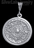 Sterling Silver Aztec Sun Calendar Pendant 37mm