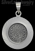 Sterling Silver Aztec Sun Calendar Pendant w/Swirling Diamond-cut Border 31mm